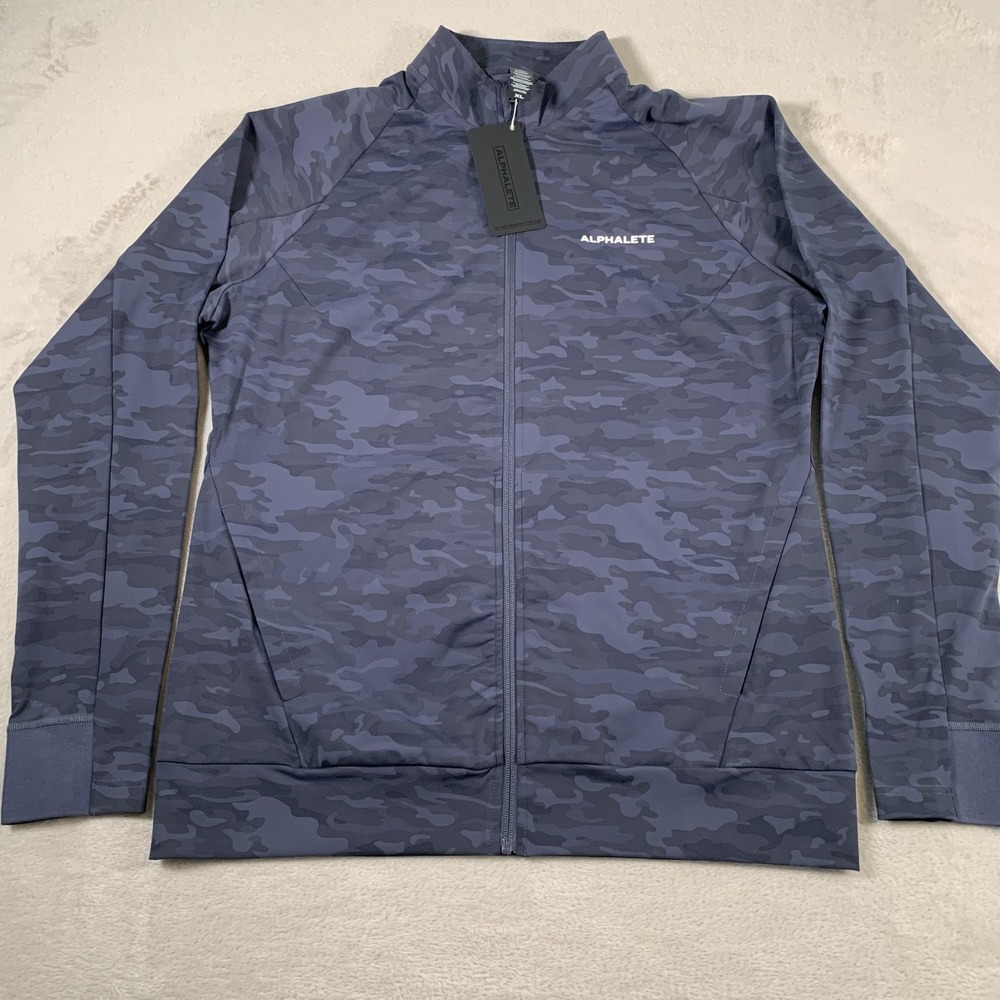 Alphalete Jacket Mens XL Blue Camo Full Zip Premium Athletic‎ Track Lightweight